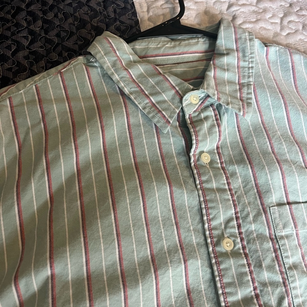 American Eagle Outfitters Mint and Red Striped Shirt - Picture 4 of 10